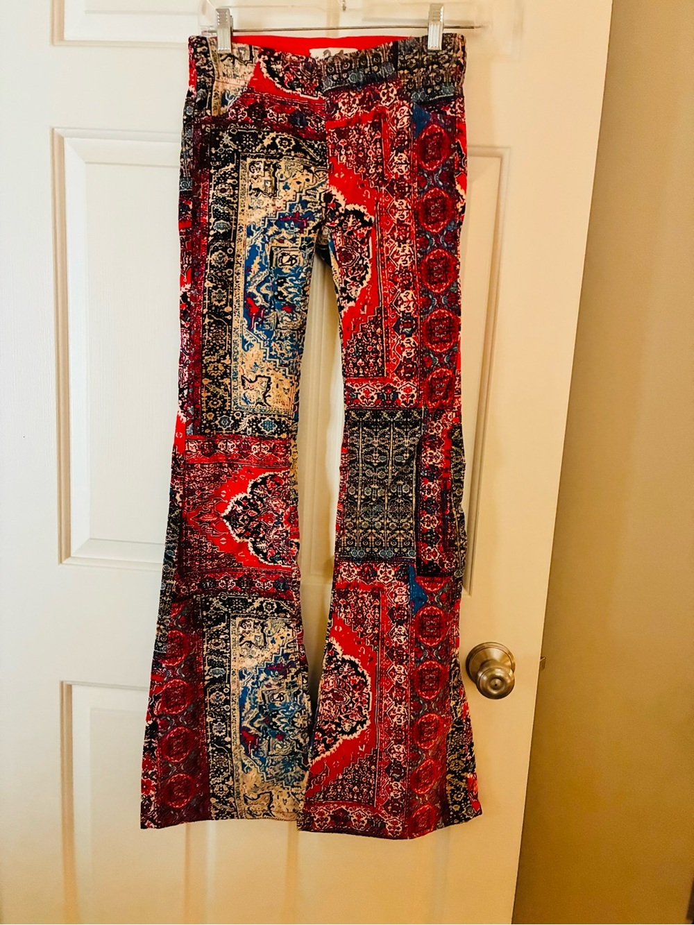 Free People Penny Paisley Patchwork Corduroy Flare Pants Sz 24 - Picture 5 of 8